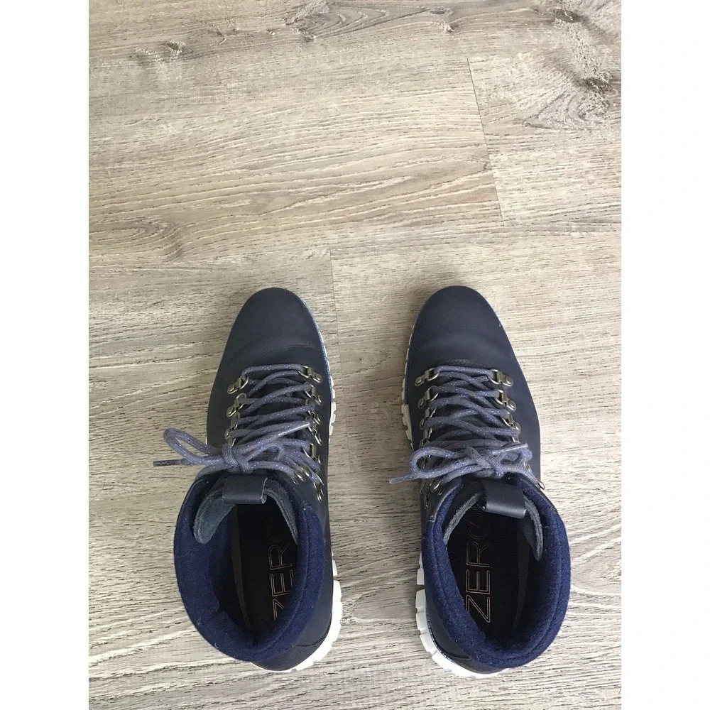 Cole Haan Men's 9.5 M Zerogrand Hiker Waterproof Leather Boots Navy Ink C31399